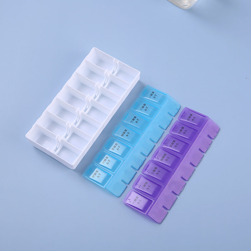 Wholesale PP Double Row Packaging 4-compartment Open Lid Portable Small Medicine Box
